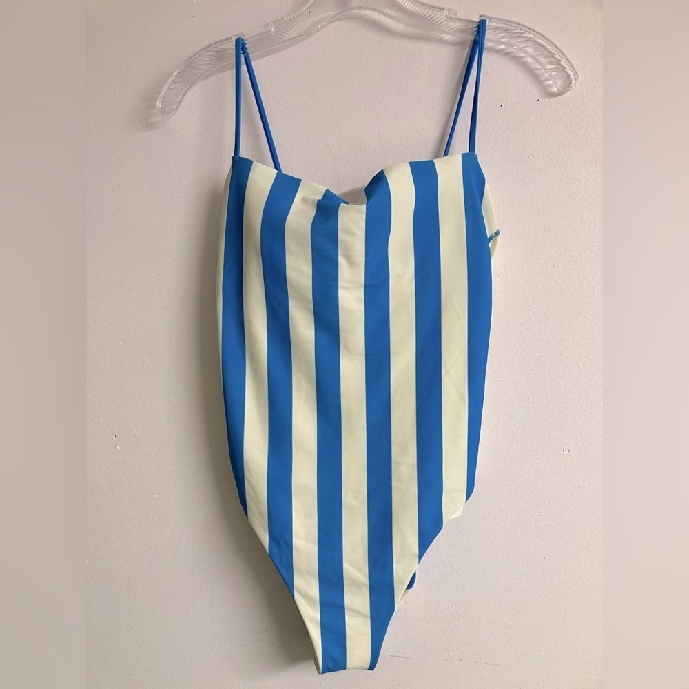 Shade & Shore Women’s One-Piece Swimsuit, Size Small (4-6), Blue/White, NWT